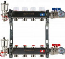 Коллектор стальной ROMMER RMS-3210 в сборе без расходомеров, 4 выхода