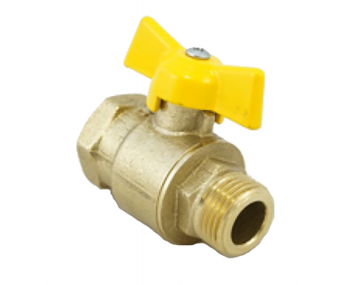 Кран шаровой Цветлит Зубр 1/2″x 1/2″ ДУ-15 PN-16 полнопроходной для газа, корпус - латунь, муфта/цапка, ручка-бабочка