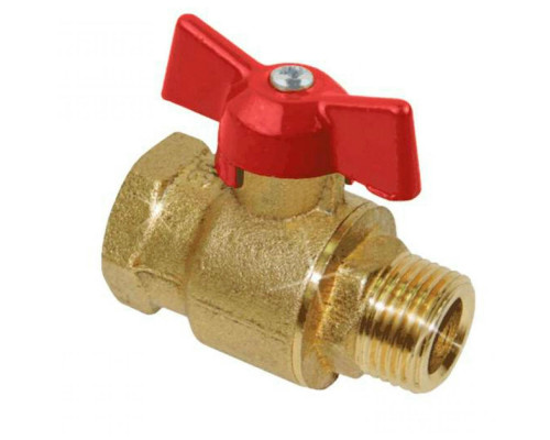 Кран шаровой Цветлит 11Б27п7 М/Ц р/б 1/2″ ДУ-15 PN-16 стандартнопроходной муфтовый, внутренняя/наружняя резьба, управление ручка-бабочка, корпус - латунь