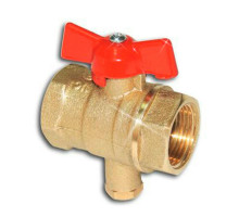 Кран шаровой Цветлит 11Б27п13 М/М 3/4″ ДУ-20 PN-16 стандартнопроходной муфтовый для подключения датчика температуры, внутренняя/внутренняя резьба, управление ручка-бабочка, корпус - латунь