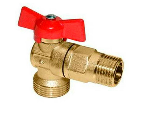 Кран шаровой Цветлит 11Б27п17 Ц/Ц 1/2″х3/4″ ДУ-15х20 PN-16 стандартнопроходной муфтовый угловой, наружняя/наружняя резьба, управление ручка-бабочка, корпус - латунь