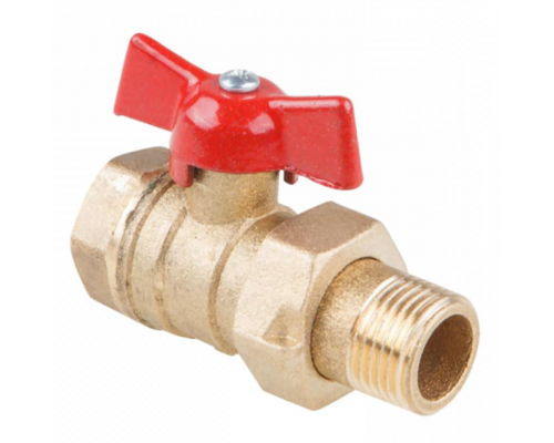 Кран шаровой Цветлит Специальный 1 1/2″x1 1/2″ ДУ-40 PN-16 полнопроходной, корпус - латунь, со сгоном, внутренняя/наружная резьба, ручка-бабочка