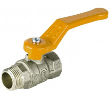 Кран шаровой газовый Dist Стандарт 1/2″ ДУ-15 PN-40 полнопроходной, латунь, присоединение внутренняя резьба/наружная резьба, управление ручка-рычаг