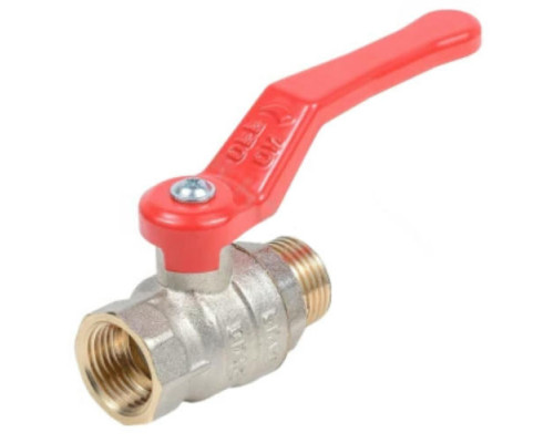 Кран шаровой Dist Эксперт 1/2″ ДУ-15 PN-40 полнопроходной, латунь никелированная, присоединение внутренняя резьба/наружная резьба, управление ручка-рычаг