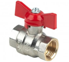 Кран шаровой Dist Эксперт 3/4″ ДУ-20 PN-40 полнопроходной, латунь никелированная, присоединение внутренняя резьба/внутренняя резьба, управление ручка-бабочка