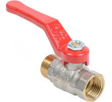 Кран шаровой Dist Стандарт 1/2″ ДУ-15 PN-40 полнопроходной, латунь никелированная, присоединение внутренняя резьба/наружная резьба, управление ручка-рычаг