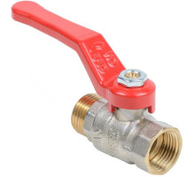 Кран шаровой Dist Стандарт 3/4″ ДУ-20 PN-40 полнопроходной, латунь никелированная, присоединение внутренняя резьба/наружная резьба, управление ручка-рычаг