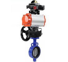 Затвор дисковый поворотный AL-316L-EPDM DN25 PN-16 с пневмоприводом SA-083, БКВ APL-410N EX и ручным дублером HDM-2