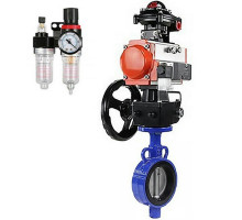 Затвор дисковый поворотный AL-316L-EPDM DN25 PN-16 с пневмоприводом SA-083, пневмораспределителем 4M310-08 24V, БКВ APL-410N EX, ручным дублером HDM-2 и БПВ AFC2000