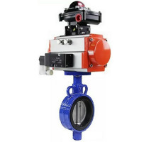 Затвор дисковый поворотный AL-316L-EPDM DN25 PN-16 с пневмоприводом DA-065, пневмораспределителем 4M310-08 220V и БКВ APL-410N EX