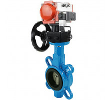 Затвор дисковый поворотный 1332N-2W-Fb-H DN125 PN-16, корпус - чугун G50, диск - AISI 316L, NBR, с пневмоприводом DA-105, пневмораспределителем 4M310-08 220V и ручным дублером HDM-3