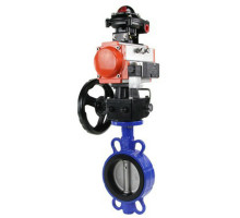 Затвор дисковый поворотный 3432P-2W-Fb DN100 PN-16, корпус - 09Г2С WCB, диск - AISI 316L, PTFE с пневмоприводом DA-083, пневмораспределителем 4M310-08 24В ручным дублером HDM-2 и БКВ APL-510N-EX в городе Моск