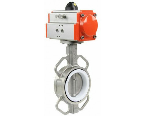 Затвор дисковый поворотный 3232P-2W-Fb DN125 PN-16, корпус - сталь 316L, диск - сталь 316L, PTFE, с пневмоприводом DA-105 двойного действия