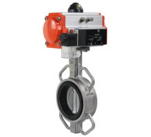 Затвор дисковый поворотный 316L-316L-VITON DN65 PN-16, нержавеющая сталь, VITON, с пневмоприводом DA-065 и пневмораспределителем 4M310-08 220V