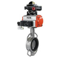 Затвор дисковый поворотный 316L-316L-VITON DN80 PN-16, нержавеющая сталь, VITON, с пневмоприводом SA-105 и блоком концевых выключателей APL-210N
