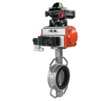 Затвор дисковый поворотный 3232E-2W-Fb DN100 PN-16, корпус - AISI 316L, диск - AISI 316L, EPDM, с пневмоприводом SA-105 с пневмораспределителем 4M310-08 24В и БКВ APL-510N-EX