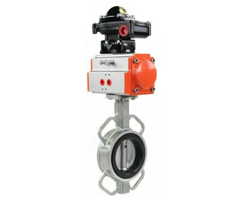 Затвор дисковый поворотный 3432E-2W-Fb DN100 PN-16, корпус - 09Г2С WCB, диск - AISI 316L, EPDM, с пневмоприводом SA-105 с возвратными пружинами и блоком концевых выключателей APL-510N-EX