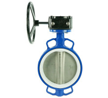 Затвор дисковый поворотный WCB-316L-PTFE DN40 PN-16, корпус - 09Г2С, диск - нержавеющая сталь, PTFE,с редуктором HAM-1