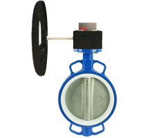 Затвор дисковый поворотный WCB-316L-VITON DN150 PN-16, корпус - 09Г2С, диск - нержавеющая сталь, VITON, с редуктором HGB-2 с индикатором положения