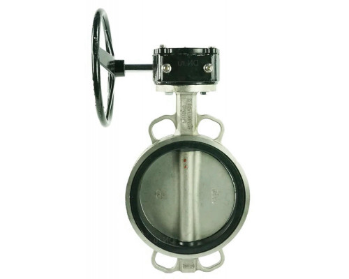 Затвор дисковый поворотный 316L-316L-NBR DN125 PN-16, корпус - нержавеющая сталь, диск - нержавеющая сталь, NBR, с редуктором HAM-1