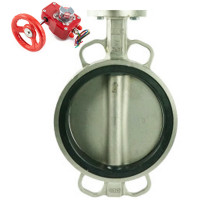 Затвор дисковый поворотный 316L-316L-NBR DN65 PN-16, корпус - нержавеющая сталь, диск - нержавеющая сталь, NBR, с редуктором HGBF-1 с индикатором положения и датчиком обратной связи