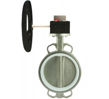 Затвор дисковый поворотный 316L-316L-PTFE DN80 PN-16, корпус - нержавеющая сталь, диск - нержавеющая сталь, PTFE, с редуктором HGB-1 с индикатором положения