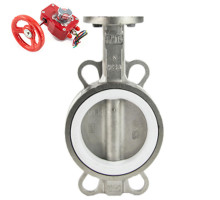 Затвор дисковый поворотный 316L-316L-PTFE DN150 PN-16, корпус - нержавеющая сталь, диск - нержавеющая сталь, PTFE, с редуктором HGBF-2 с индикатором положения и датчиком обратной связи