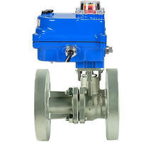 Кран шаровой BV3232P-FP-F ДУ-20 PN-40, корпус - сталь 316, уплотнение - PTFE, полнопроходной фланцевый с электроприводом 003 blue 24В