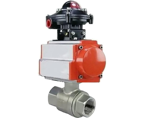 Кран шаровой BV3232P-FP-T 4″ ДУ-100 PN-63 резьбовой, полнопроходной, корпус - нержавеющая сталь AISI 316, уплотнение - PTFE, с пневмоприводом DA-105 и БКВ APL-510N-EX