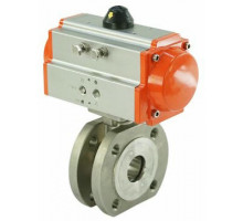 Кран шаровой BV3232P-FP-Fb ДУ-40 PN-16, корпус - сталь 316, уплотнение - PTFE, полнопроходной, межфланцевый с пневмоприводом DA-083 двойного действия