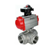 Кран шаровой BV3232P-SP-3T-T 3″ ДУ-80 PN-63 3-ходовой Т-тип, резьбовой, стандартнопроходной, корпус - нержавеющая сталь AISI 316, уплотнение - PTFE, с пневмоприводом DA-083 и БКВ APL-510N-EX