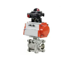 Кран шаровой BV3232P-FP-W 1″ ДУ-25 PN-63 под приварку, полнопроходной, корпус - нержавеющая сталь AISI 316, уплотнение - PTFE, с пневмоприводом DA-052 и БКВ APL-510N-EX