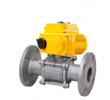 Кран шаровой КШФПТ-ISO.304.180 ДУ-65 PN-25 трехсоставной из нержавеющей стали SS304, фланцевый, полнопроходной с электроприводом ST-010-220 220В