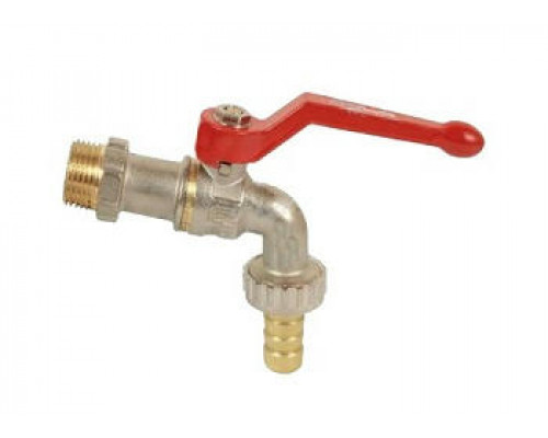Кран шаровой водоразборный BVR-C Danfoss 3/4″ ДУ-20 PN-10 стандартнопроходной, никелированный, наружная резьба, ручка-рычаг, с насадкой для шланга (065B8201)