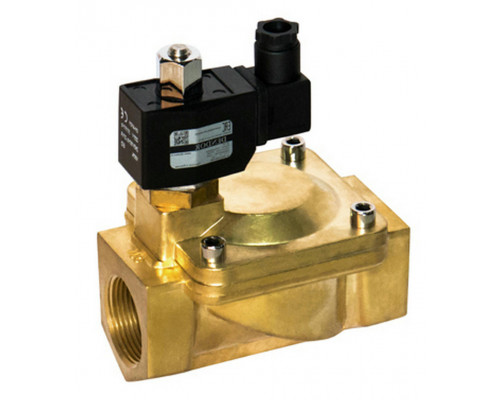 Клапан электромагнитный Dendor Vp-IA-no-V-Z2-B Dn-25 PN-10 корпус латунь, муфтовый, непрямого действия, внутреняя резьба 1, нормально открытый(НО), уплотнение - VITON, катушка 220B
