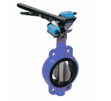 Затвор дисковый поворотный Dendor 017W DN80 PN-10/16 межфланцевый, корпус - чугун, диск - чугун, EPDM, с рукояткой и устройством контроля положения затвора IP65 открыто