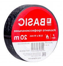 Изолента EKF Basik ПВХ класс А, 0,18х19 мм, L=20 м, черная
