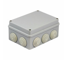 Коробка распределительная EKF КМР-050-042 196х142х80 мм пылевлагозащитная, крышка с уплотнительным шнуром, для наружной установки, 10 вводов, корпус – полипропилен/ПВХ, IP55, цвет – серый