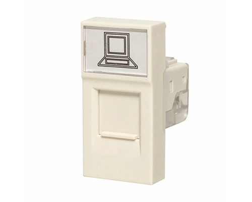 Розетка EKF C-Line RJ45 22.5х45 кат. 5е, 1 модуль, 1 гнездо, материал – PC-ABS, IP20, цвет – белый