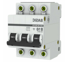 Автоматический выключатель трехполюсный EKF Basic ВА47-29 3P 10А (B) 4.5kА, сила тока 10 А, тип расцепления B, отключающая способность 4.5 kА