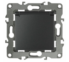 Розетка ЭРА серия 12 12-2103 2P+E Schuko со шторками с крышкой, 16A-250В, 1-местная, для скрытой установки, с заземлением, IP20, цвет - антрацит