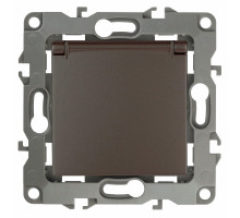 Розетка ЭРА серия 12 12-2103 2P+E Schuko со шторками с крышкой, 16A-250В, 1-местная, для скрытой установки, с заземлением, IP20, цвет - бронзовый