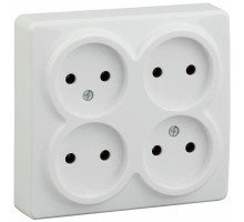 Розетка ЭРА Эксперт 11-2210 4х2P, 16A-250В, IP20, 4-местная, для открытой установки, без заземления, IP20, цвет - белый