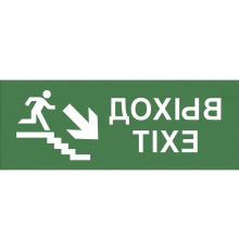 Этикетка самоклеящаяся ЭРА INFO-DBA-013 200х60 мм с надписью ВЫХОД EXIT и символом лестница вниз/фигура для аварийного светильника DPA/DBA IP20/54, материал - ПВХ пленка, цвет - зеленый