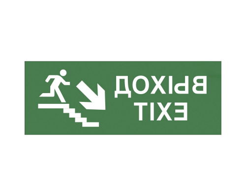 Этикетка самоклеящаяся ЭРА INFO-DBA-013 200х60 мм с надписью ВЫХОД EXIT и символом лестница вниз/фигура для аварийного светильника DPA/DBA IP20/54, материал - ПВХ пленка, цвет - зеленый
