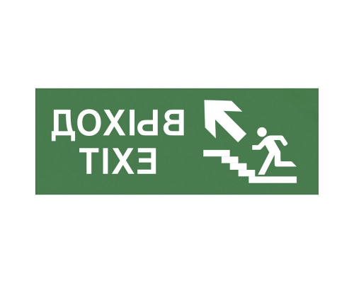 Этикетка самоклеящаяся ЭРА INFO-SSA-110 350х130 мм с надписью ВЫХОД-EXIT и символом лестница вверх/фигура для аварийного светильника SSA-101, DPA-301, материал - ПВХ пленка, цвет - зеленый