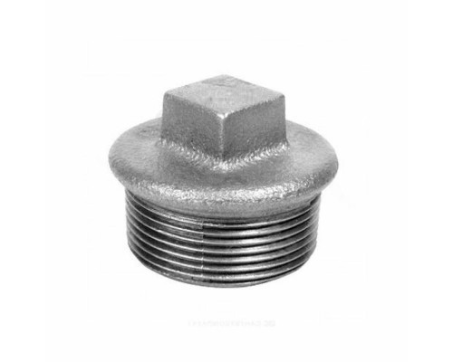Заглушка чугунная резьбовая Fittex PLUS НР цинк 1 1/2″ ДУ-40 Ру-16, наружная резьба, оцинкованная