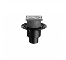 Трап регулируемый Fachmann T-310-SOsP Ду-50/75/110 125x125мм нержавеющая решетка, подрамник из пп, вертикальный выпуск, для балконов и террас