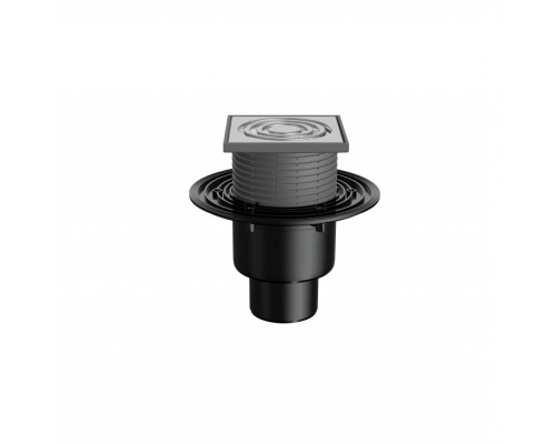 Трап регулируемый Fachmann T-310-SOsP Ду-50/75/110 125x125мм нержавеющая решетка, подрамник из пп, вертикальный выпуск, для балконов и террас