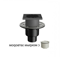 Трап регулируемый Fachmann T-310-PHsB Ду-50/75/110 150x150мм чугунная решетка, гидрозатвор, подрамник из пп, с фланцем, вертикальный выпуск